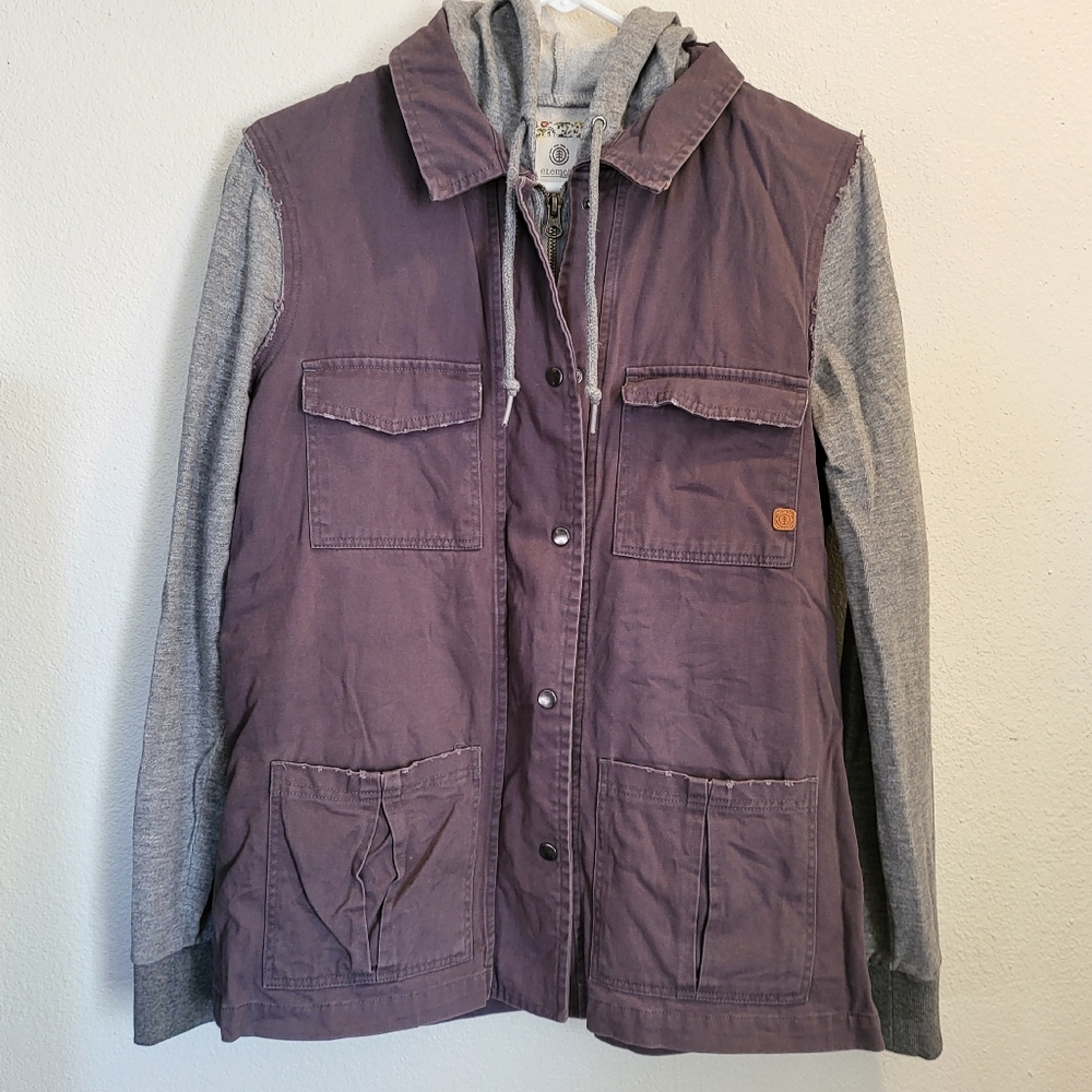 Element Gray Hoodie Jacket Women's Size Large L Distressed